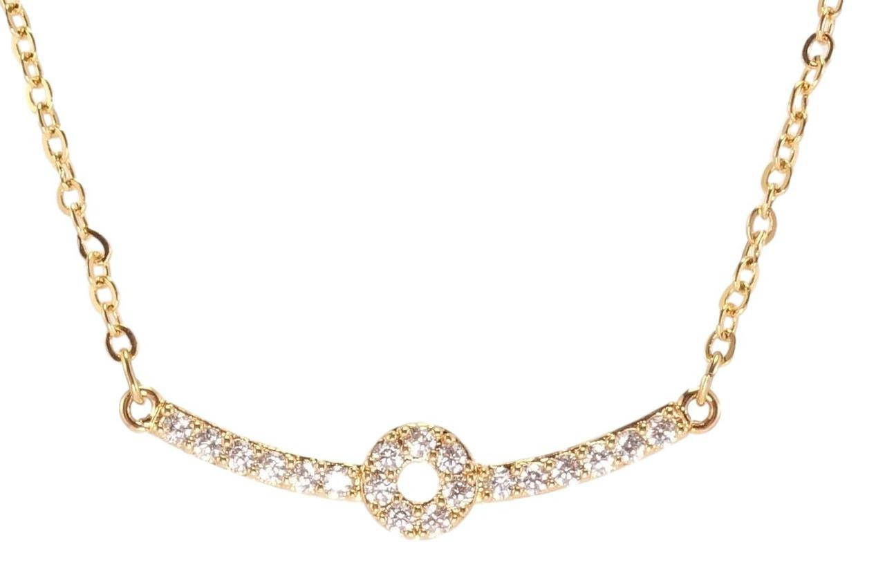 

Подвеска на цепочке Xuping Позолота 18K "Изогнутая дорожка циркония с колечком" длина 43-46,5см х 2мм