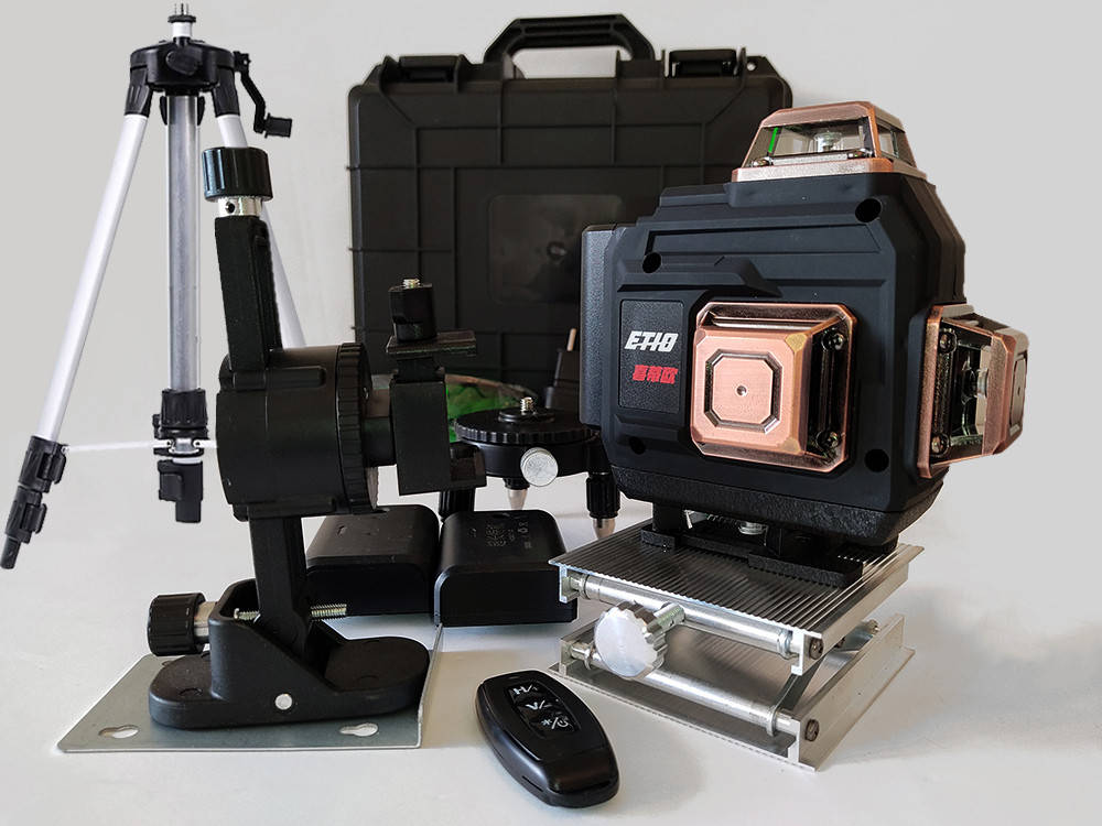 

4D Лазерный Уровень - Нивелир “ETIO -4D - Black” + ШТАТИВ - лазерные диоды Osram. Регулировка мощности лучей.