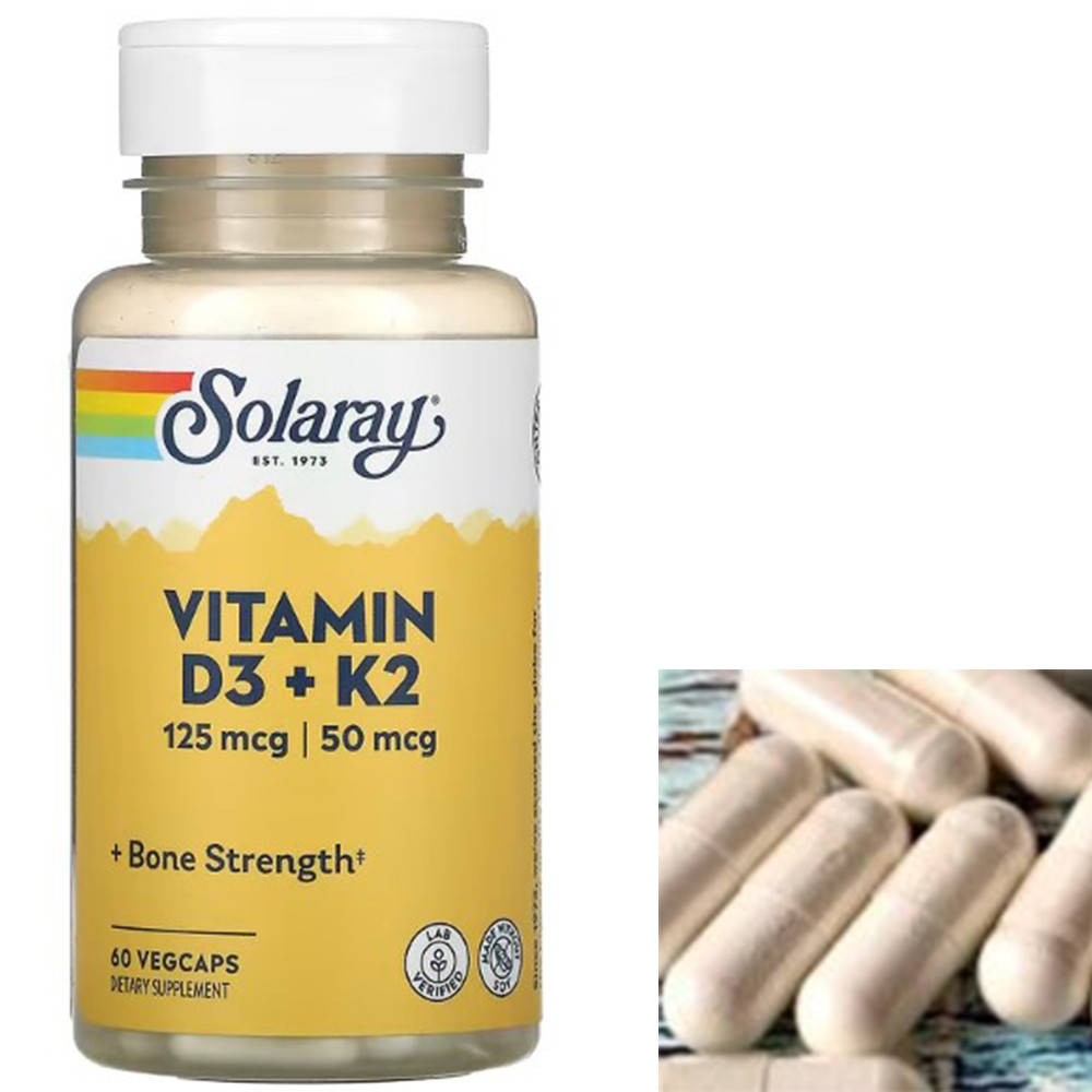 

Витамин Д + K2 Solaray Vitamin D3+K2 (soy free) 60 капсул