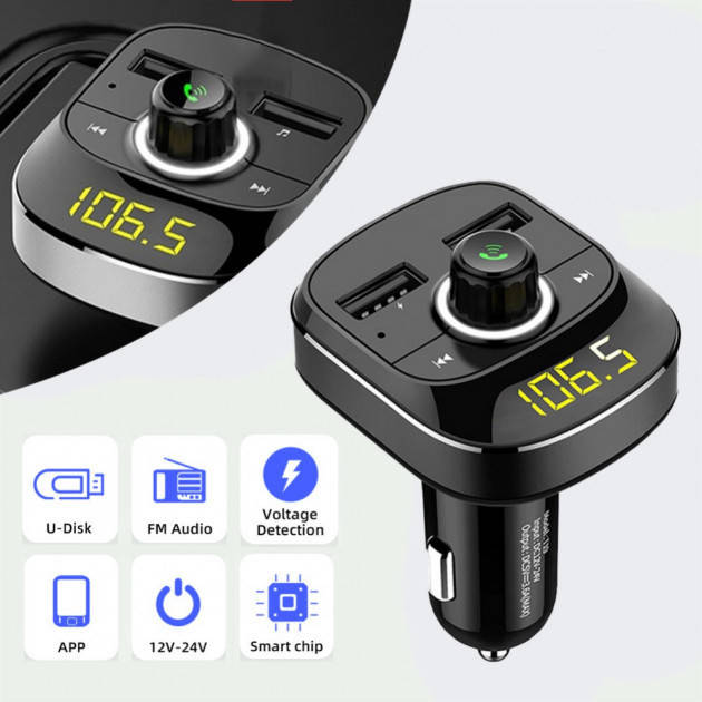 

ФМ модулятор FM трансмиттер CAR X10 с Bluetooth MP3 USB microSD с кнопкой ответа на звонок KIVI