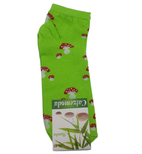

Носки короткие бамбук Calzemoda 36-40 салатовые с мухоморами, Салатовый