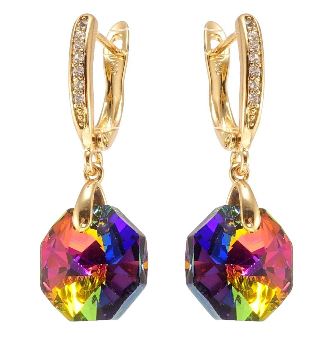 

Серьги Xuping Позолота 18K с кр-ми Swarovski подвески английский замок "Многогранный кристалл Vitrail Medium"