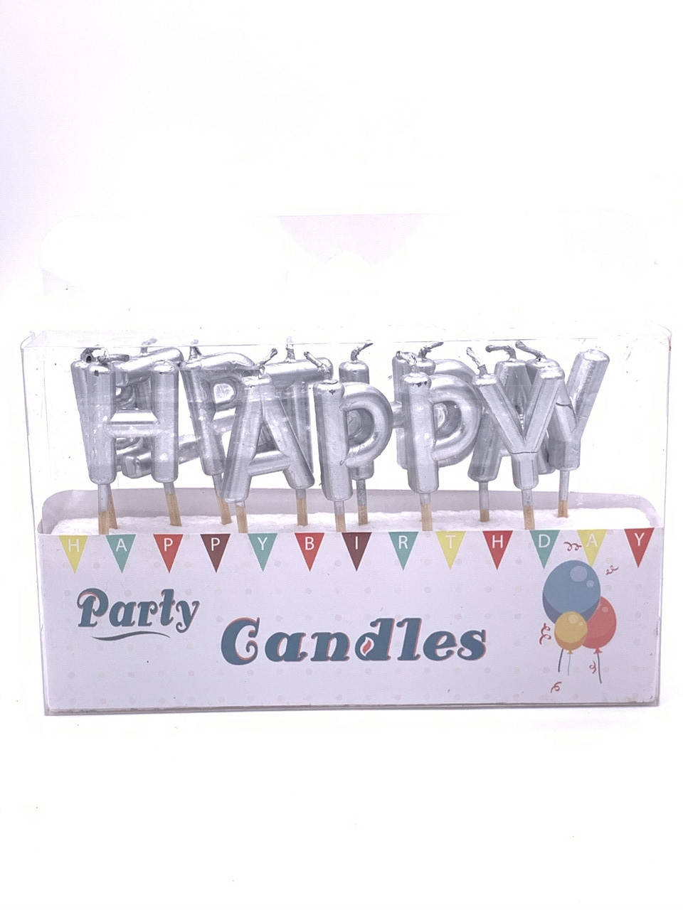 

Свечи в торт буквы "Happy Birthday" Серебро