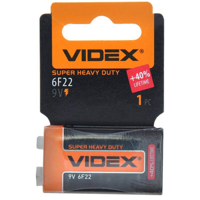 

Батарейка солевая Videx 9V 6F22 крона блистер
