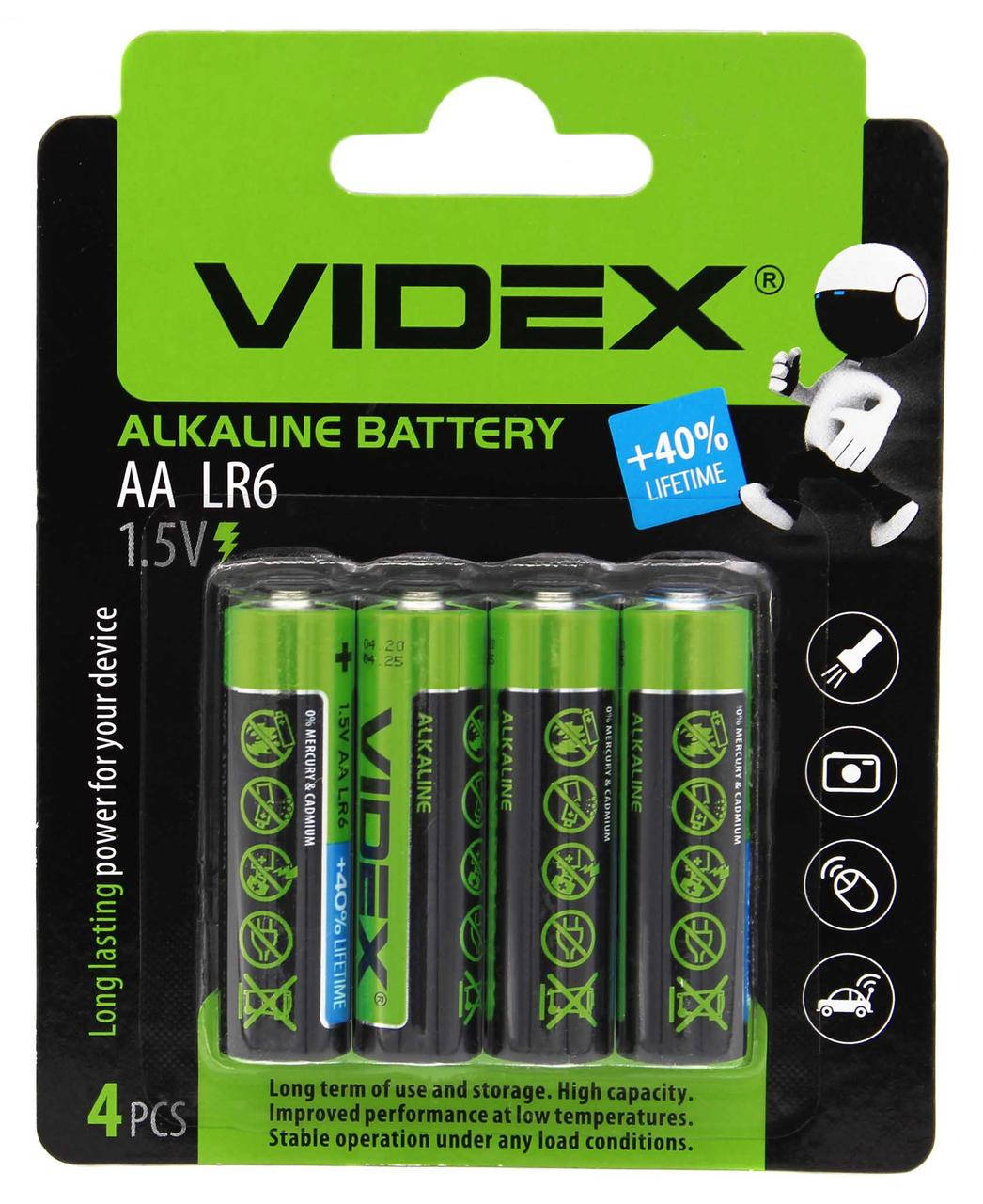 

Батарейки Videx R6/AA ALKALINE Блистер
