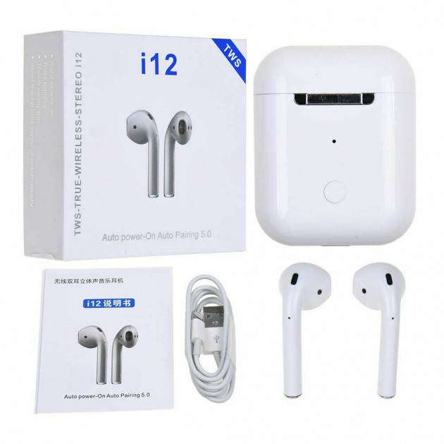 

Сенсорные беспроводные наушники i12 TWS + сенсор + кейс, Черный