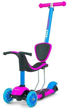 

Самокат с сиденьем и родительской ручкой 3 в 1 Milly Mally Scooter Little Star Pink-Blue, Разные цвета