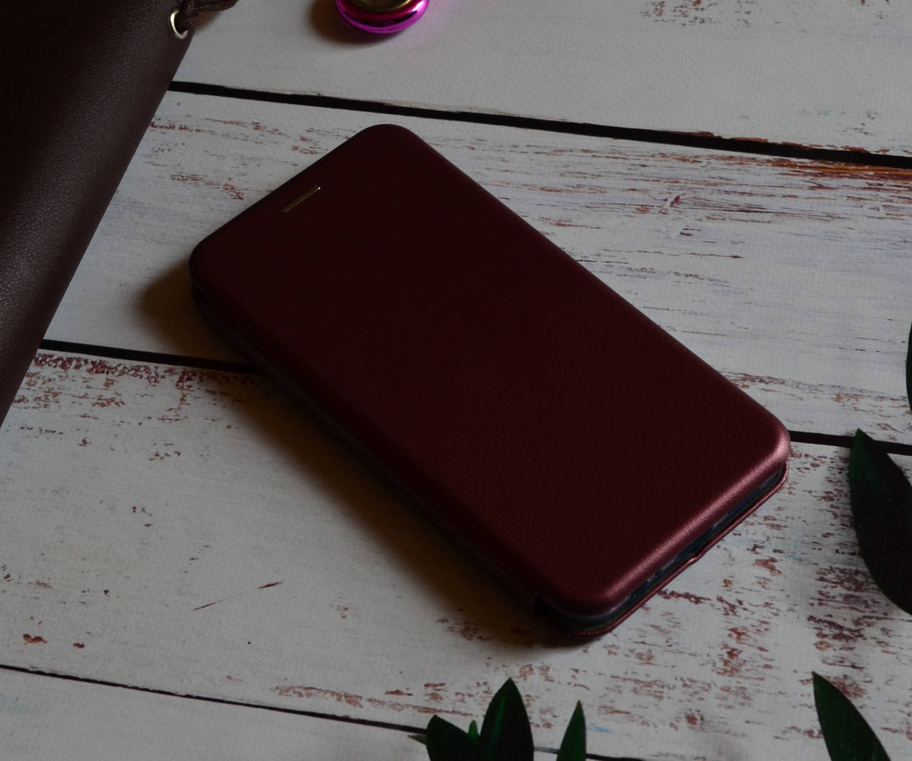 

Кожаный чехол книжка для Xiaomi Redmi Note 10 / 10S, Бордовый