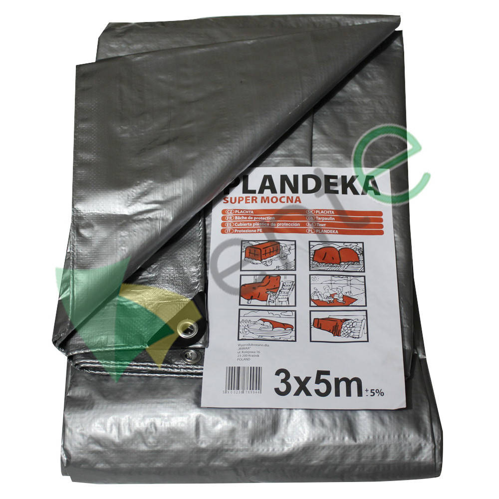 

Тент водостойкий 3х5 м (+-5%) Tarpaulin SUPER MOCNY 160 г/м2, Серый