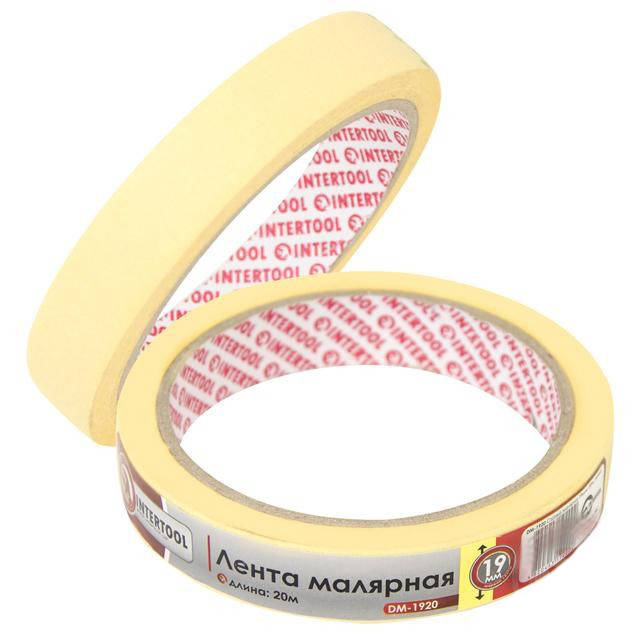 

Лента малярная (скотч) INTERTOOL 19мм x 20м DM-1920