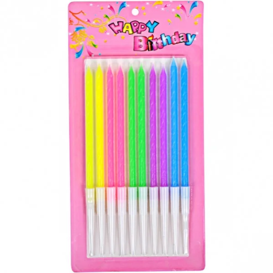 

Свечи для торта неоновые длинные 10 штук