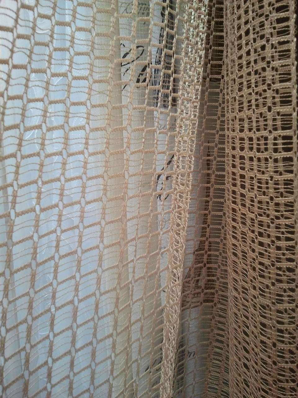 

Тюль Анталия сетка бежевая., Коричневый