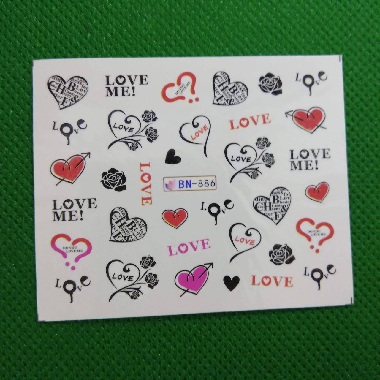 

Водные наклейки слайдеры Сердечки, Губки 886, Разные цвета