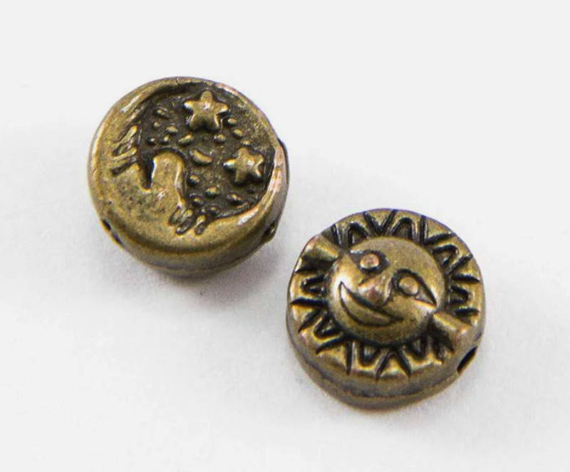 

Бусина металлическая Солнце-Луна бронза 7,5х3,5 мм