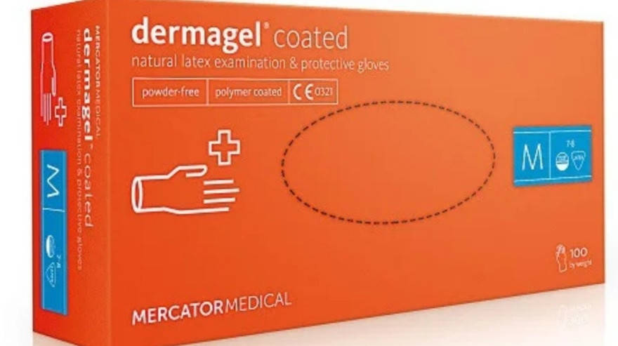 

Перчатки латексные Nitrylex Dermagel 100шт/50пар, размер M (без пудры)