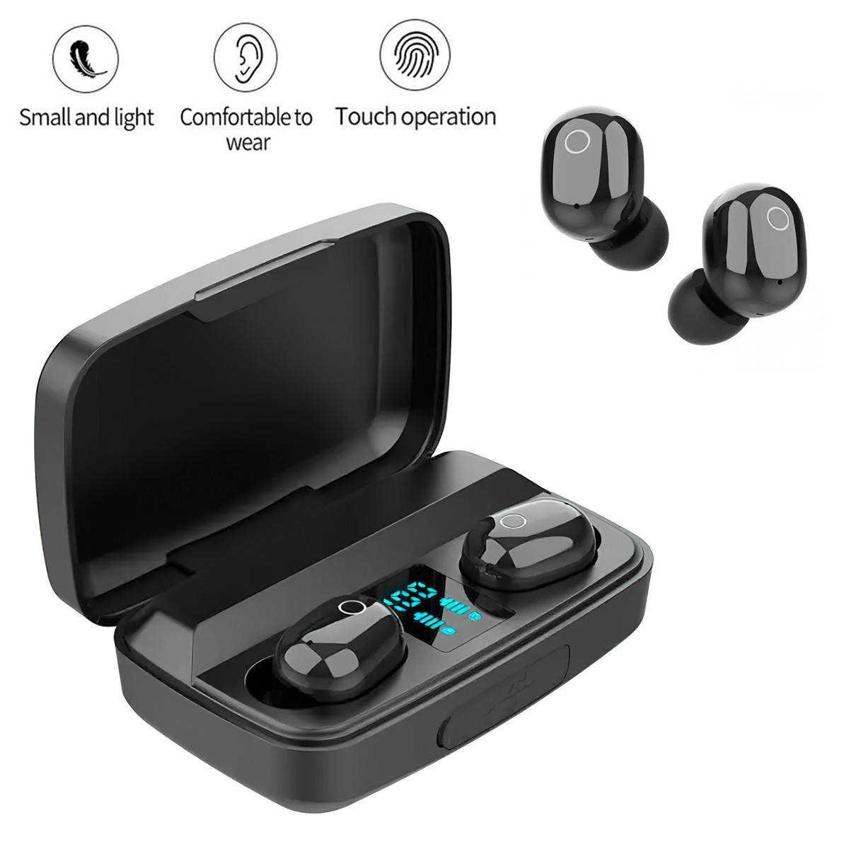 

Bluetooth наушники беспроводные TWS "J16", вакуумные наушники с микрофоном для телефона и кейсом Черные (NS), Черный