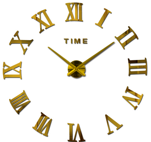 

Большие настенные 3D часы Rome DIY Clock 60-120см самоклеющимися Золото