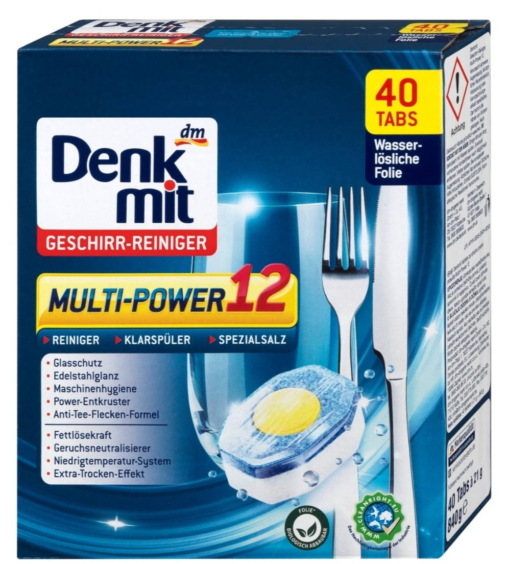 

Denkmit Geschirr Reiniger Tabs Multi-Power 12 таблетки для посудомийних машин 40 шт