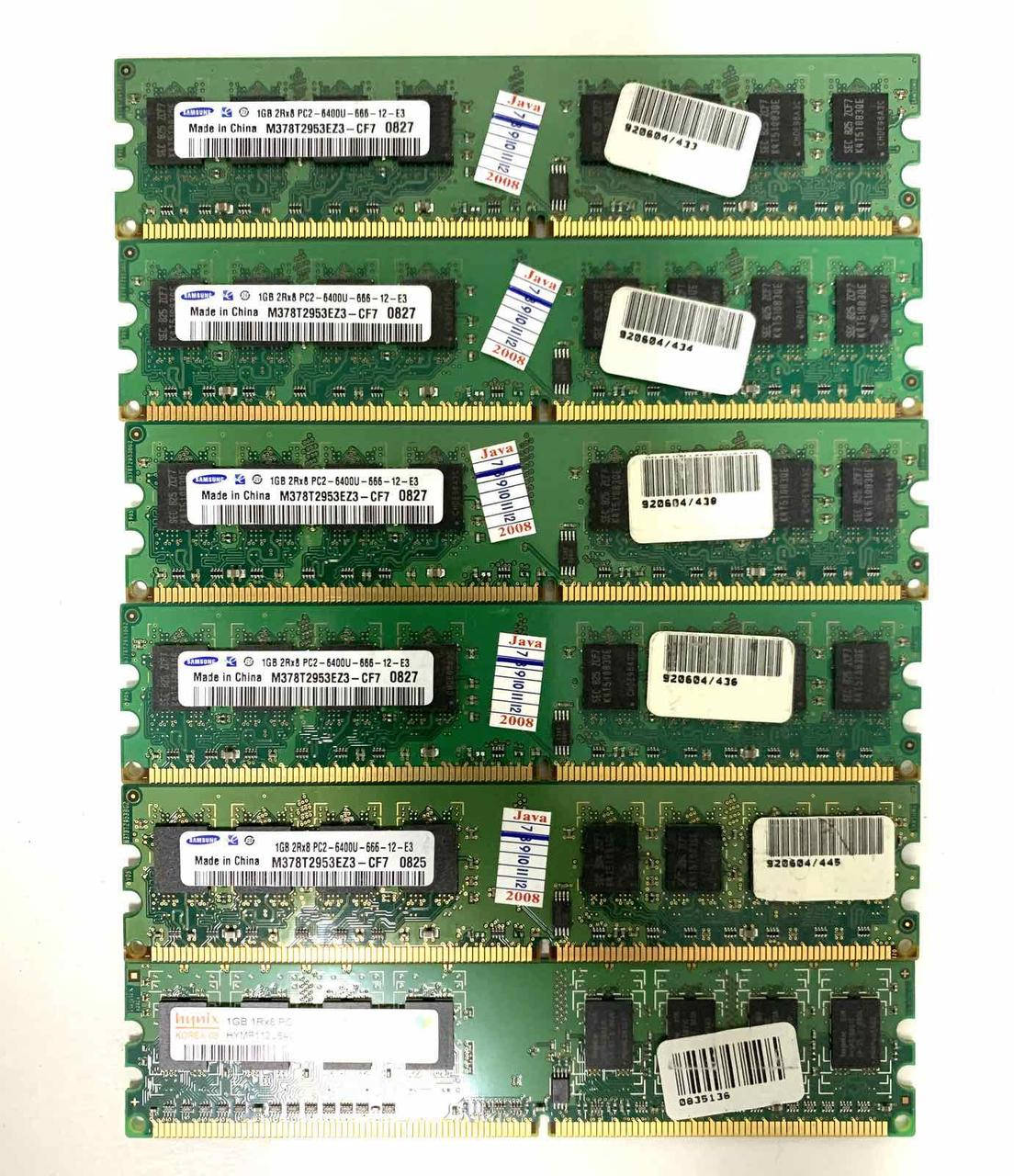 

Оперативная память Samsung 1 GB DDR2 800 MHz, 6400 МБ/с (M378T2953EZ3-CF7) DIMM