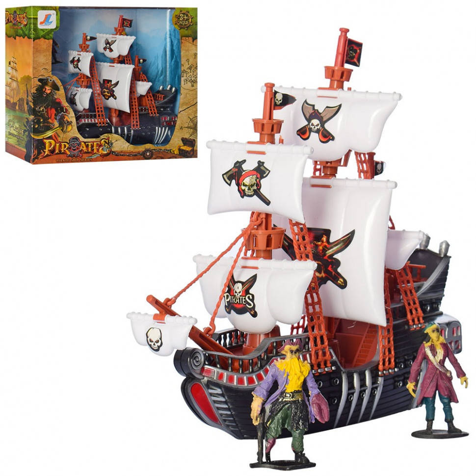 

Игрушечный корабль с пиратами (29 см), фигурки 2 штуки, Коричневый