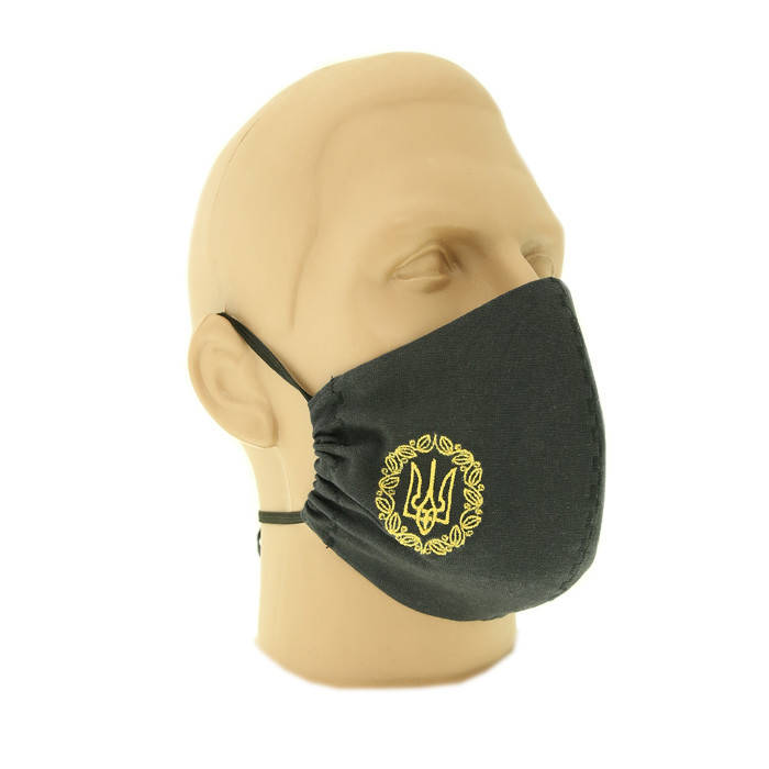 

Маска многоразовая Black, трезубец с вензелем 4 см, Черный