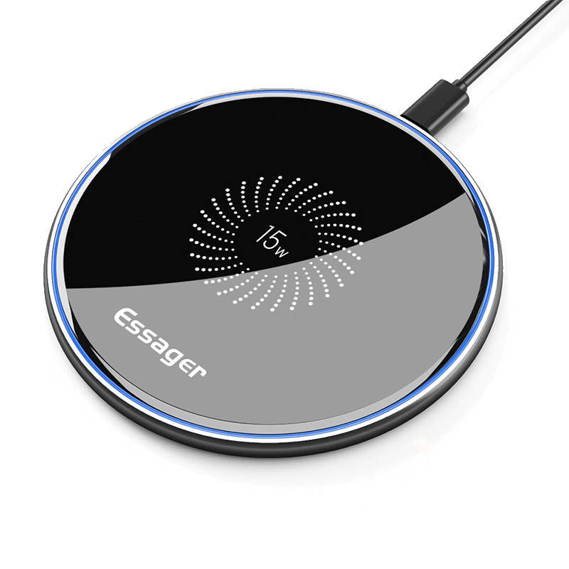 

Портативное беспроводное зарядное устройство Essager Quick Charge 3.0 для телефона 15Вт Charge Wireless черное, Черный