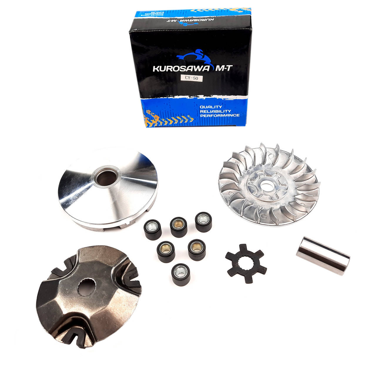 

Вариатор передний Yamaha JOG 5BM/3KJ (втулка d-13mm, вариатор d-93mm, палец, щека, ступица)