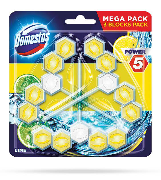 

Очищающий блок для унитаза Domestos Power 5 Свежесть лайма 3 х 55 г