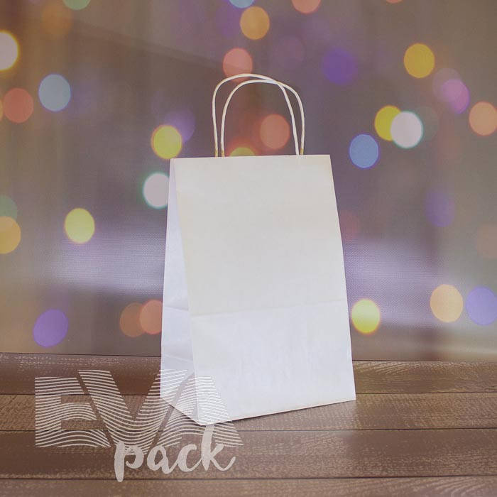 

Крафтовый пакет 190*110*280 белый Витые (крученые)