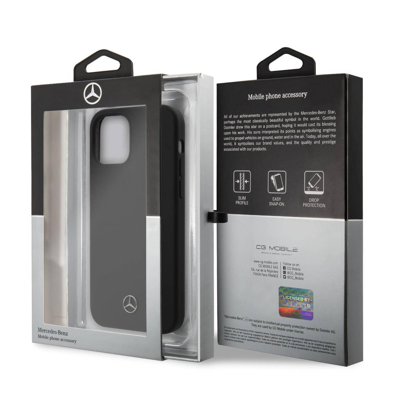 

Силиконовый чехол Mercedes для Apple iPhone 13, Черный