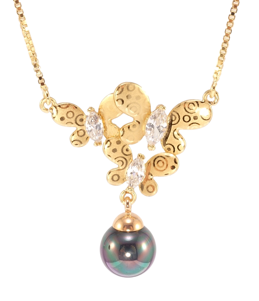 

Подвеска на цепочке Xuping Позолота 18K "Бабочки с черной жемчужиной" длина 43-47см х 1мм