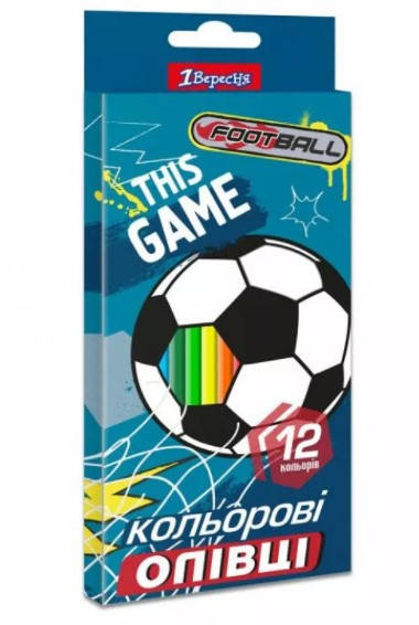 

Кольорові олівці 1 Вересня 12 кольорів пластикові Team football, Разные цвета