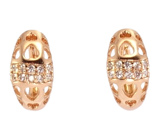 

Серьги Xuping Позолота РО колечки "Орнамент резные сердечки и дорожки циркония"