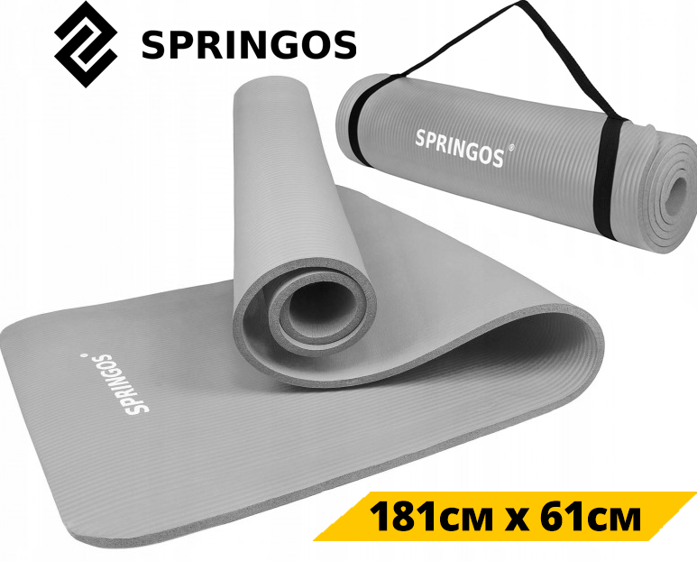

Коврик (мат) для йоги и фитнеса Springos NBR 1 см YG0032 Grey фитнес коврик