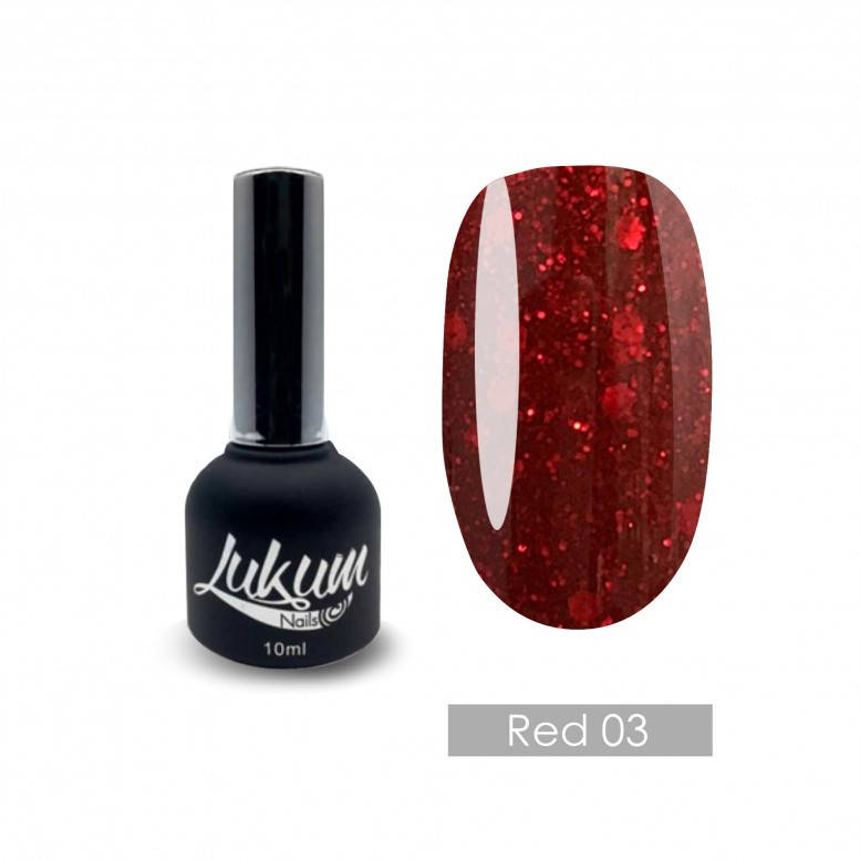 

Гель-лак Lukum Glitter Red № 03 с шиммером, 10 мл
