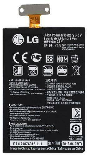 

Аккумулятор батарея BL-T5 для LG E960 Nexus 4, Li-ion, 3,8 В, 2100 мАч новый