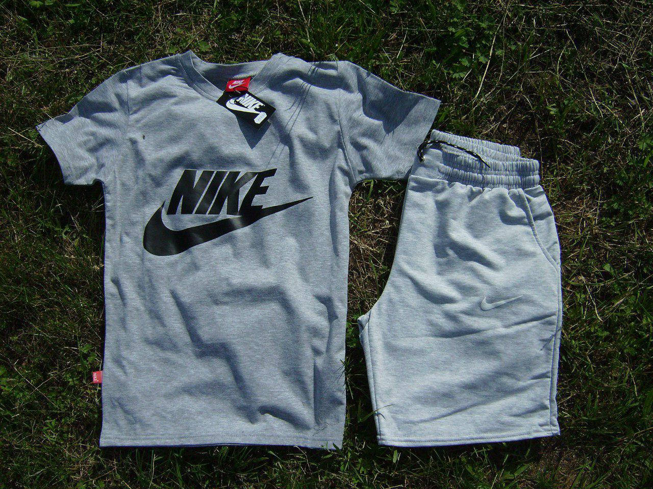 

Мужской комплект футболка + шорты Nike серого цвета (люкс ) S