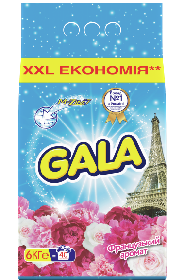 

Стиральный порошок Gala Французский аромат, для белых и цветного белья, 6 кг