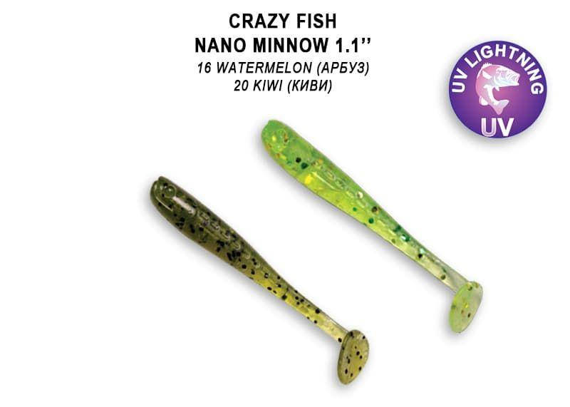 

Съедобный силикон Crazy Fish Nano minnow 1,1" 68-27-16/20-6 кальмар