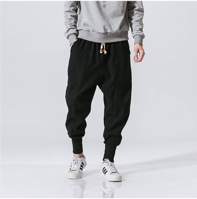 

Мужские штаны черные свободные на завязках с карманами M, L, XL, 2XL