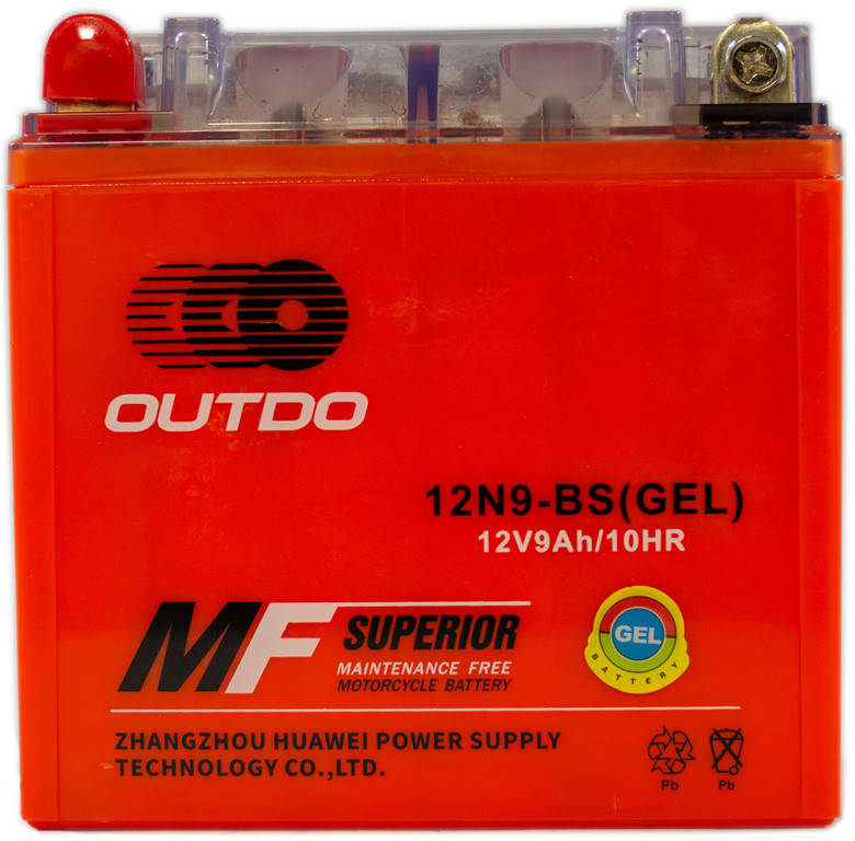 

Аккумулятор мото 12v 9Ah 80А Outdo под болт (гелевый)