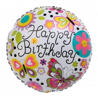 

Шар фольгированный Happy birthday цветы и бабочки 18 дюймов, Серый