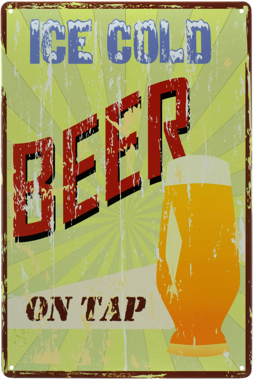 

Металлическая табличка "Ледяное Пиво На Разлив / Ice Beer On Tap" (ms-00806)