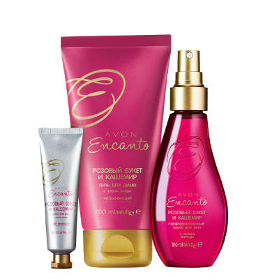 

AVON НАБОР Парфюмерный ENCANTO IRRESISTIBLE "Розовый букет и Кашемир". 3 единицы в наборе