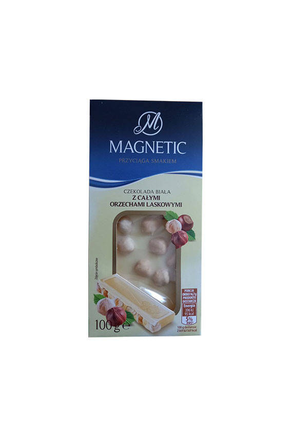 

Белый шоколад Magnetic с цельными лесными орехами, 100г (Польша)