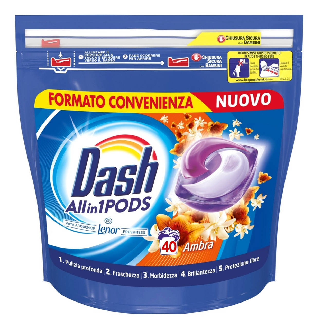 

Dash Гель-капсулы для стирки 3в1 Ambra 40 шт