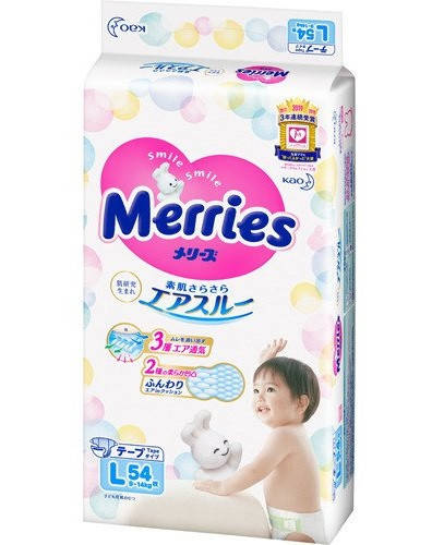 

Merries Подгузники L (9-14кг) 54шт
