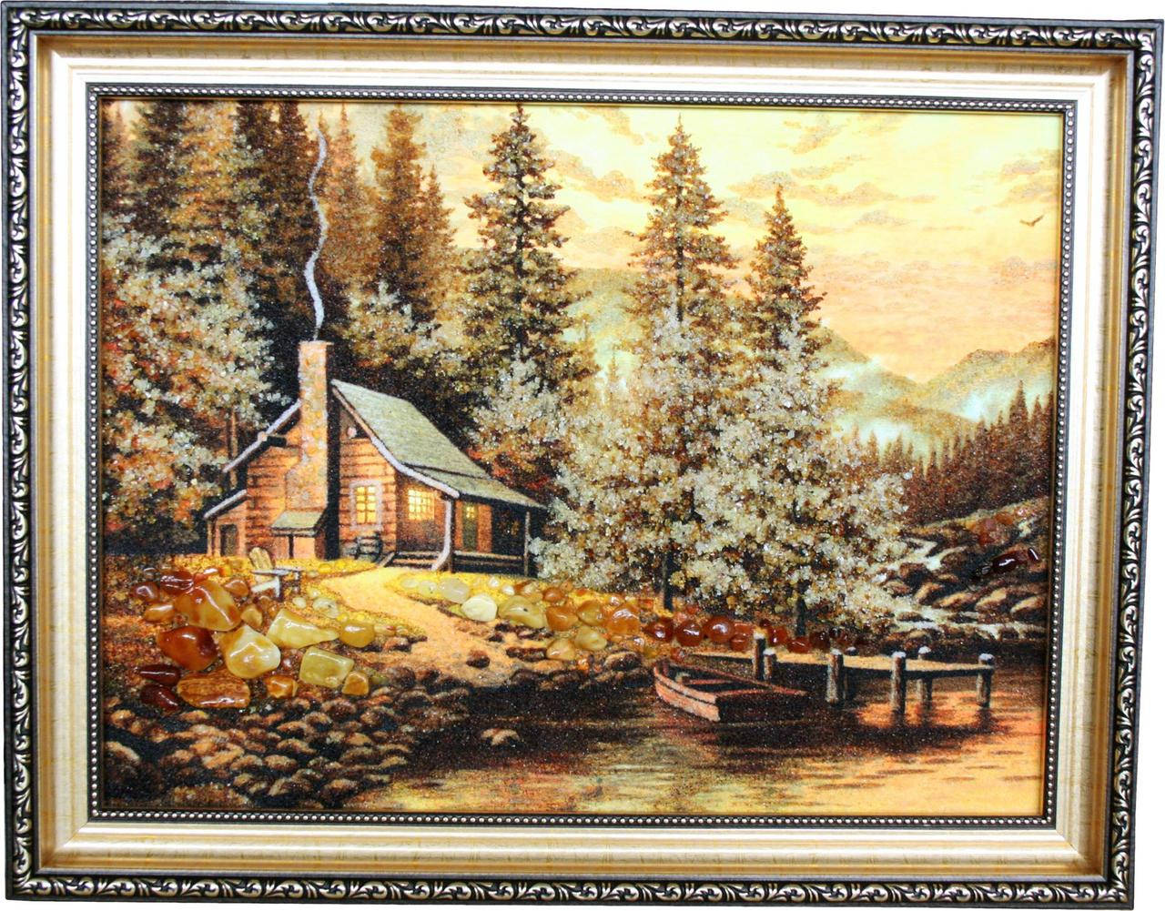 

Картина из янтаря "Охотничья хижина" (37 x 47 см) B085