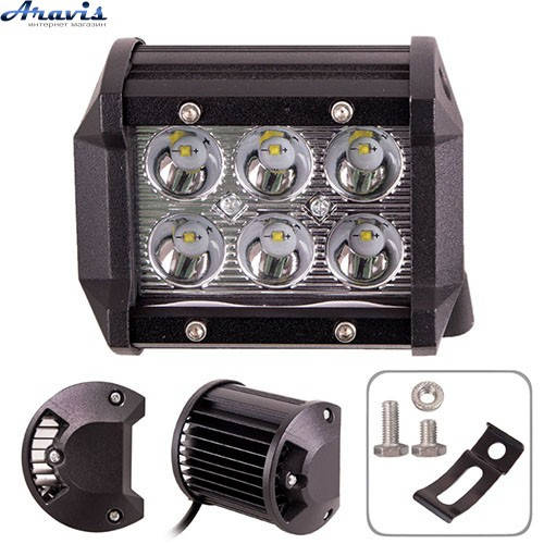 

Дополнительные светодиодные фары LED WLP-18S6 6Led*3W 95*75*75 18W 6000K дальний, Черный
