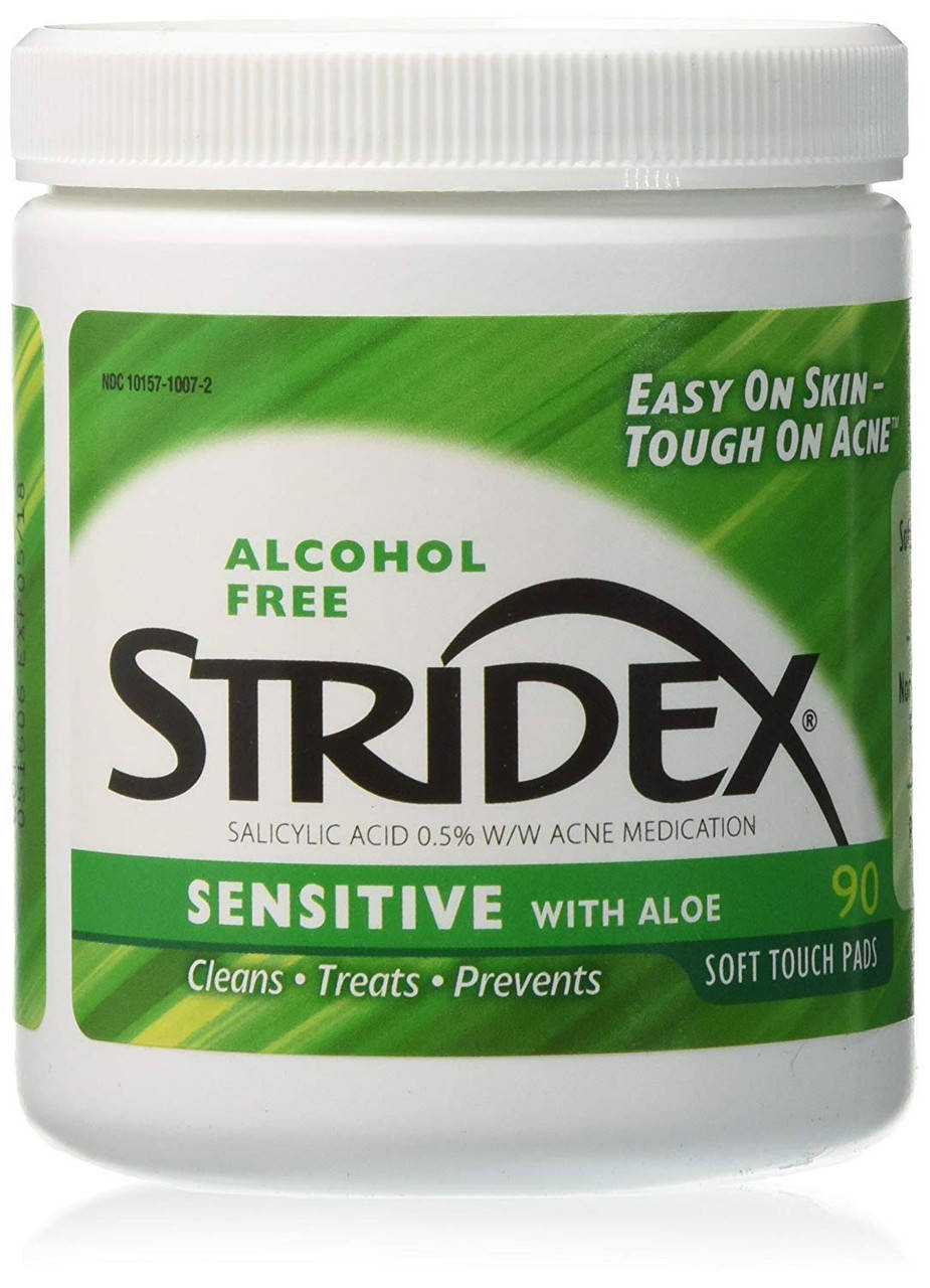 

Stridex салфетки 90 шт. для чувствительной кожи с алоэ салициловой кислоты 0,5% средство от акне